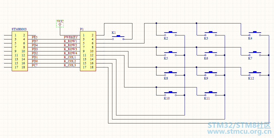 STM8Sç©éµå¼æé®ç¡¬ä»¶è¿æ¥å¾.png