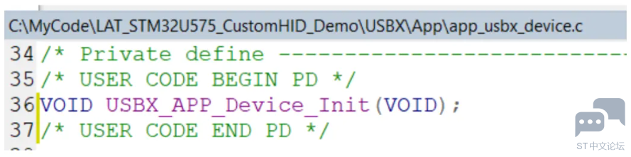 在 app_usbx_device.c 中申明和定义如下结构，其中 ux_app_MsgQueue 消息队列用于实现.png